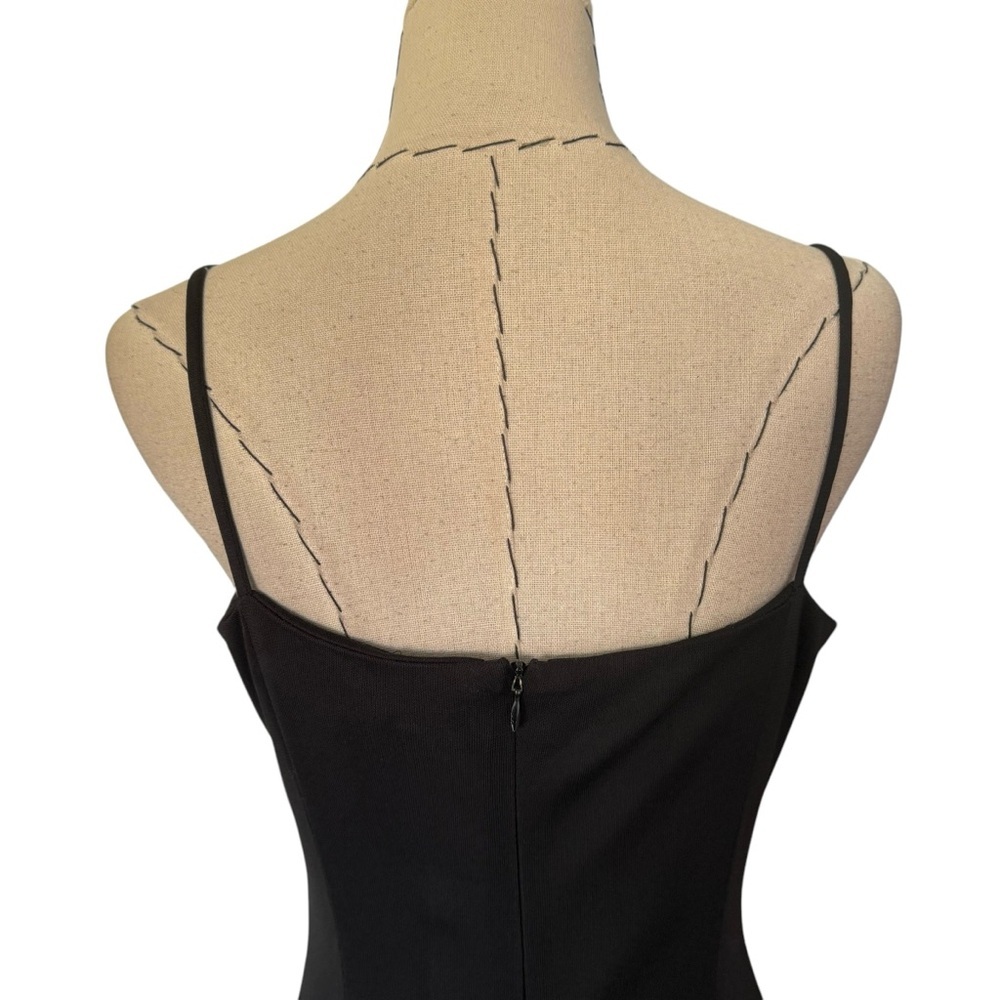 Vintage 90s Terry Paris Black Cocktail Evening Dress Draping Embroidery S M - Picture 9 of 11